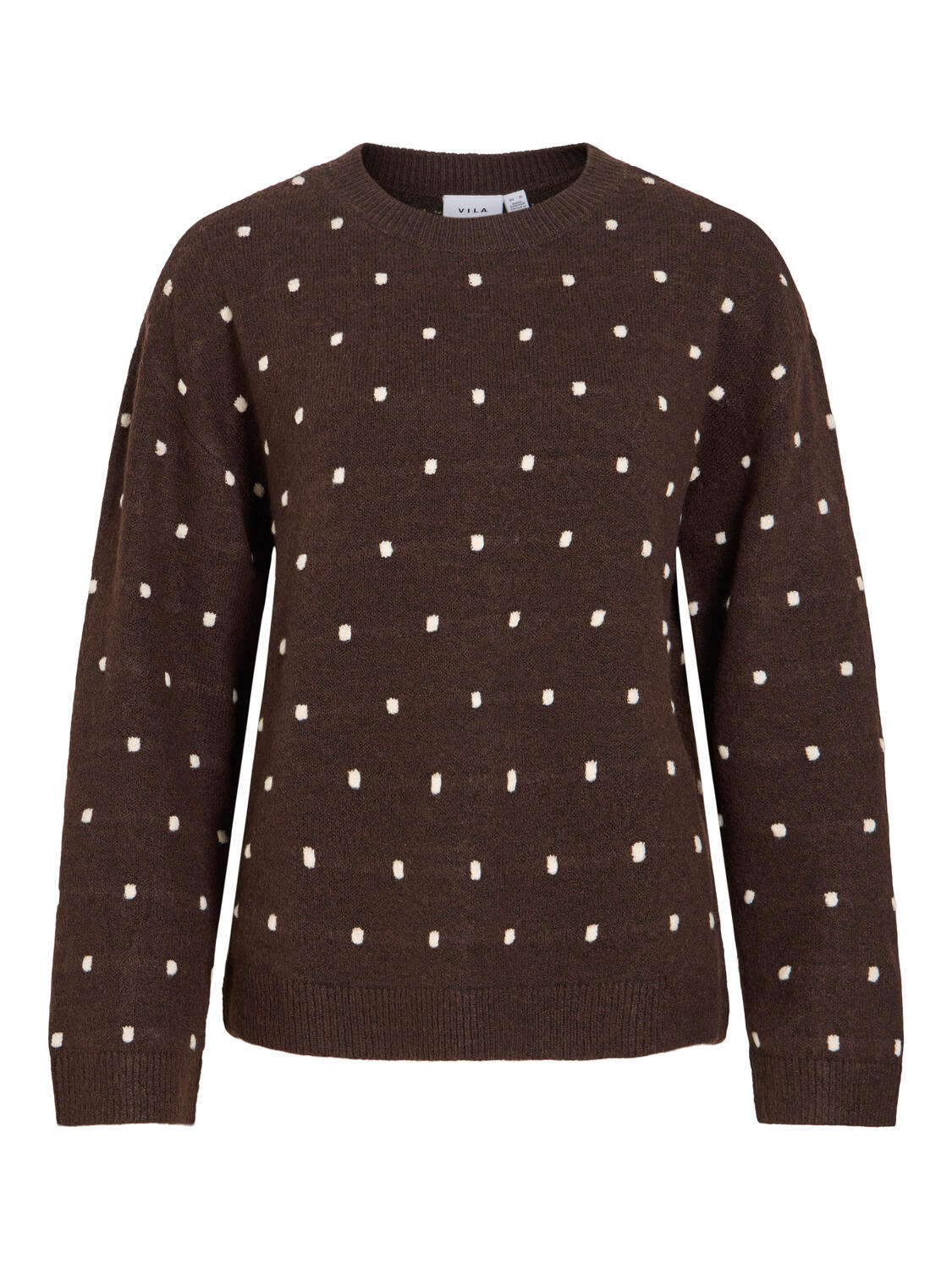 Viliga L/S O-neck Dot striktrøje – Coffee Bean